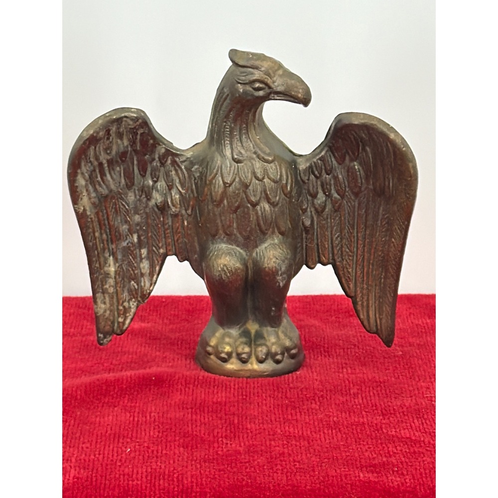 Vintage Brass Eagle Flagpole Topper Finial Cast Metal Patriotic Decor 5 inch